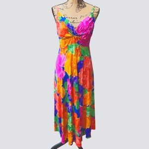 Jams World Dream Garden Floral Empire Waist Midi Dress Size XL